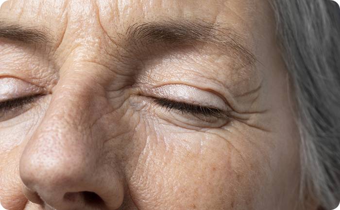 close-up of an old woman's face